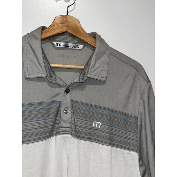 Travis Mathew Gray & White Short-Sleeve Collard Pullover Men's Polo Shirt Size L - Picture 3 of 9